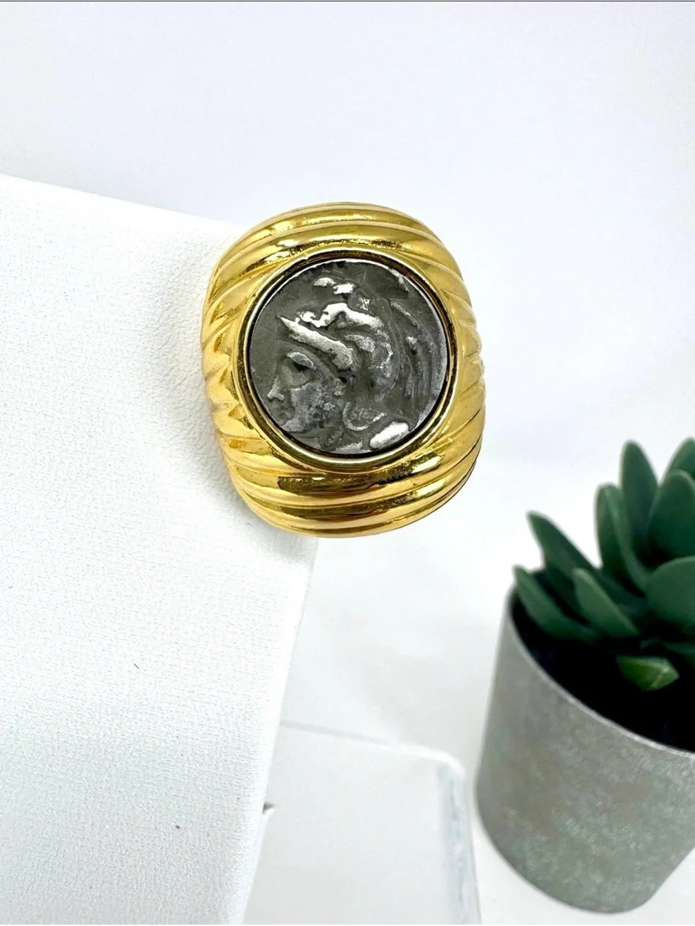 Vintage Joan Rivers Faux Ancient Coin Earrings